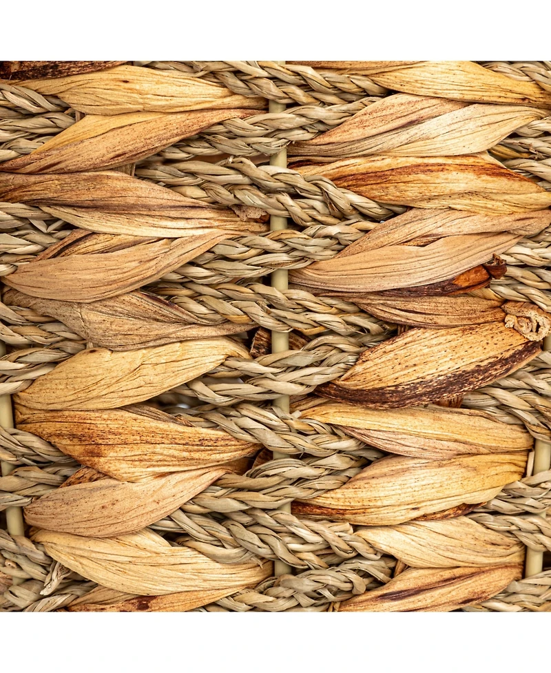 Household Essentials Water Hyacinth and Seagrass Round Waste Basket, Natural