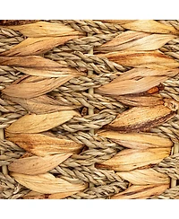 Household Essentials Water Hyacinth and Seagrass Round Waste Basket, Natural