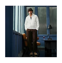 Campus Sutra Men's Chalk White Zip-Front Crease-Tactile Jacket