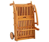 vidaXL Sun Lounger Blue (Cushions), Natural Wood