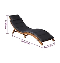Sun Lounger Set of 2 Dark grey Solid acacia wood Standard