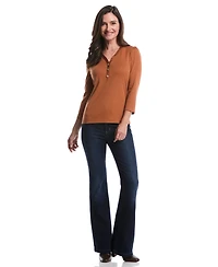 Rafaella Petite 3/4 Puff Sleeve V-Neck Top