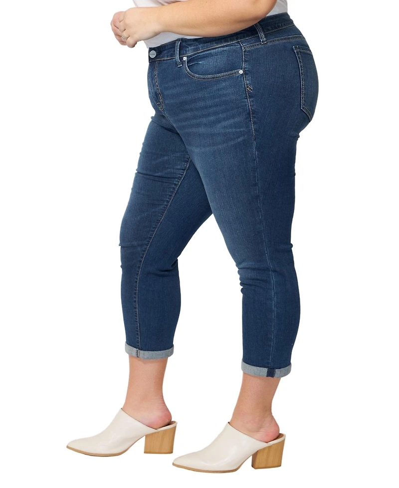 Slink Jeans Women's Denim mid rise boyfriend rolled 28 inseam - Royal