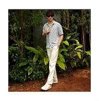 Campus Sutra Men's Baby Blue Floral-Tactile Oversized Shirt