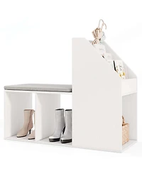Costway Shoe Storage Bench with Removable Seat Cushion 3 Side Storage Compartments