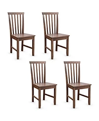 Costway Dining Chair Kitchen Spindle Back Side Chair with Solid Wooden Leg