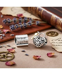 Bling Jewelry Set of 2 Words Mantra Forever Together & Heart Lock Charm Bead Sterling Silver