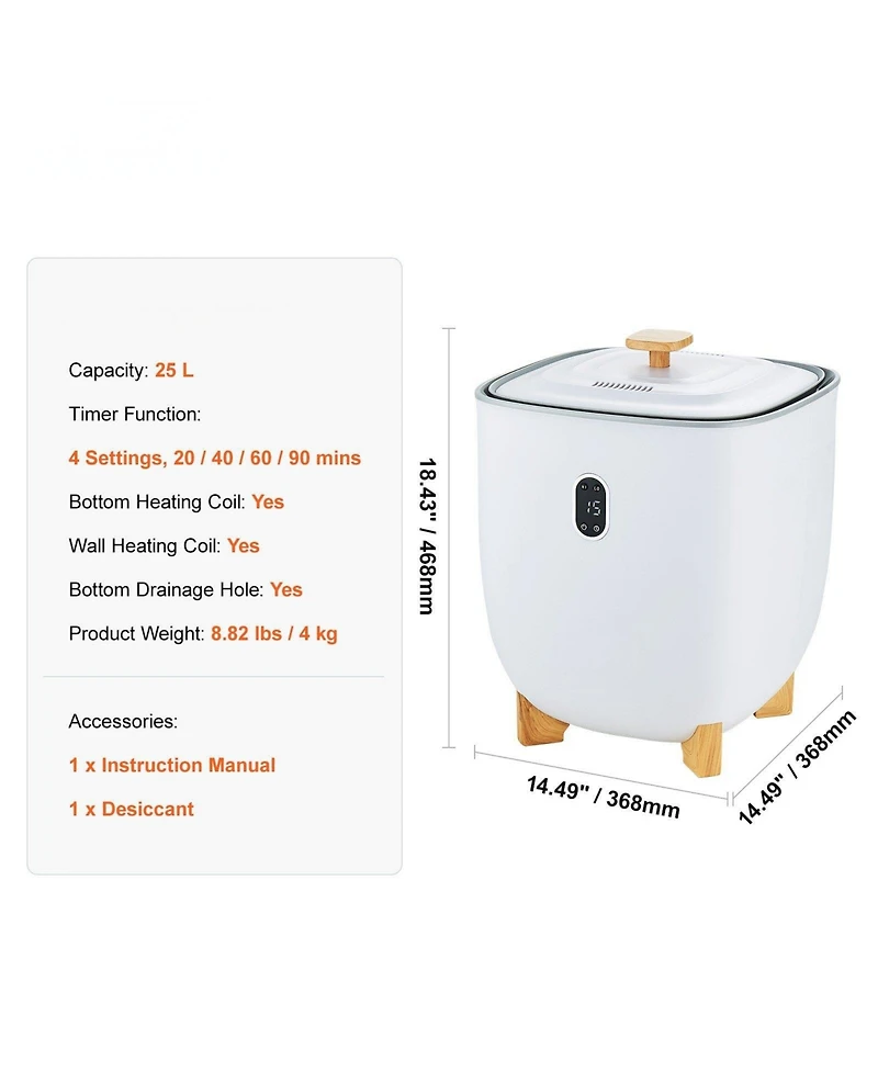 Ecooso 25L Towel Warmer Bucket with Auto Shut-Off, Fits 5 Oversized Towels, Blankets, Clothes & Bathrobes