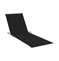 Sun Lounger Black Cushion, Natural Wood