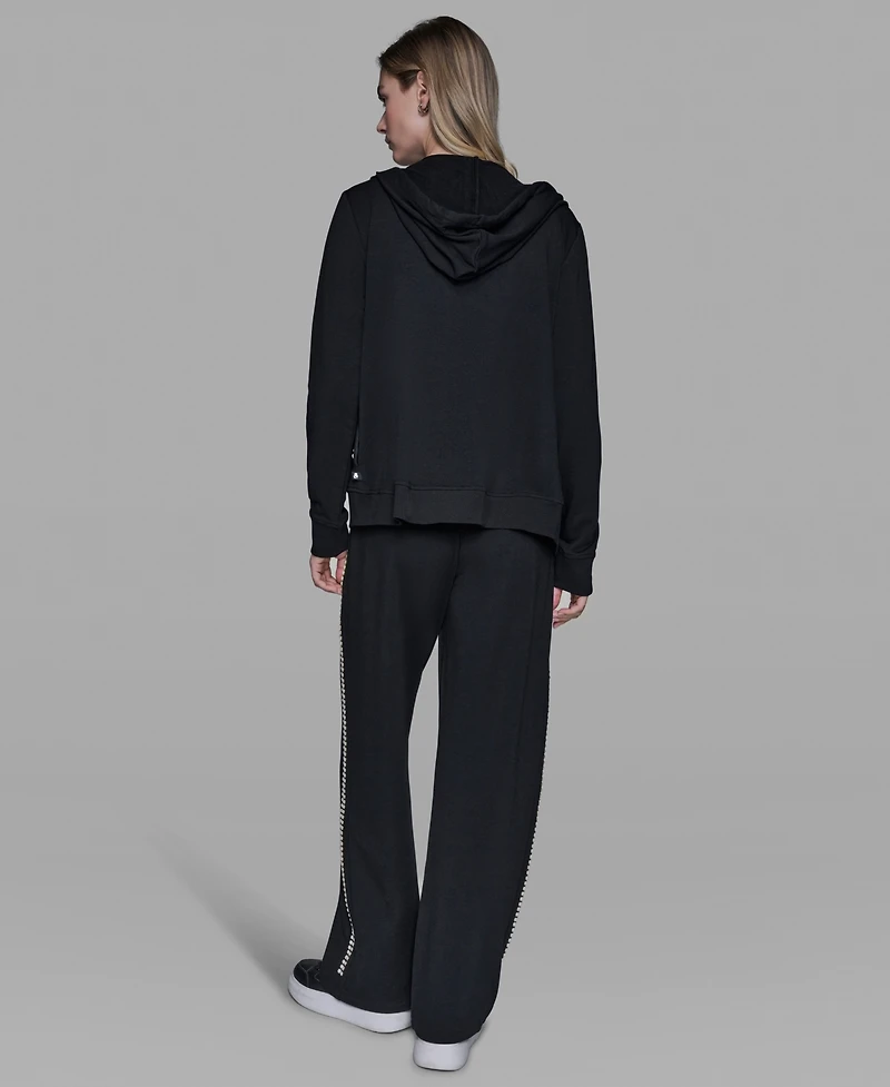 Karl Lagerfeld Paris Women's Imitation Pearl Zipper Tracksuit Jacket