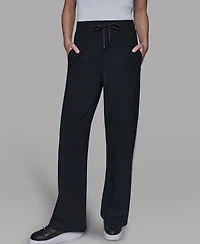 Karl Lagerfeld Paris Women's Imitation Pearl Trim Mid Rise Track Pants