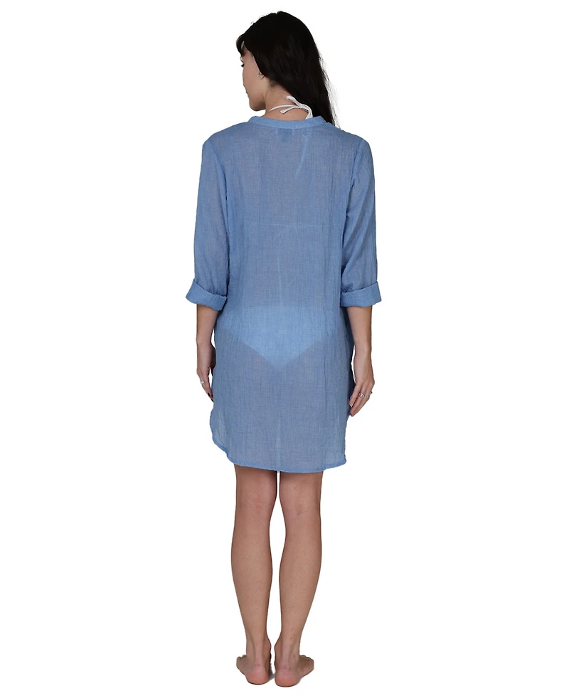 J Valdi Women's Button-Down Swim Shirt