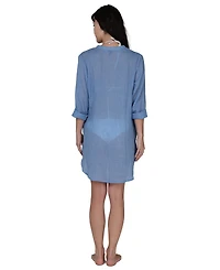 J Valdi Women's Button-Down Swim Shirt