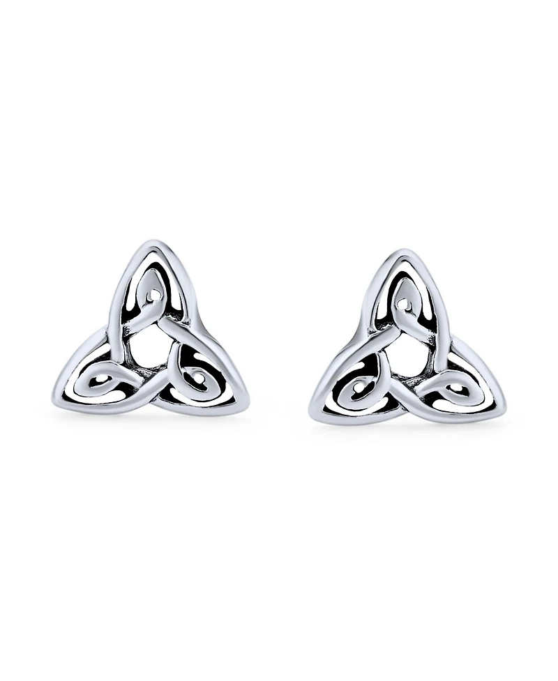 Bling Jewelry Set of 2 Ancient Small Celtic Irish Infinity Love Knot Trinity Symbol & Round Triskele Stud Earrings Oxidized Sterling Silver