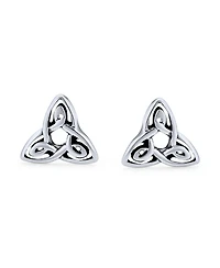 Bling Jewelry Set of 2 Ancient Small Celtic Irish Infinity Love Knot Trinity Symbol & Round Triskele Stud Earrings Oxidized Sterling Silver