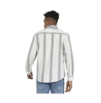 Campus Sutra Men's White & Dark Grey Barcode Striped Shirt