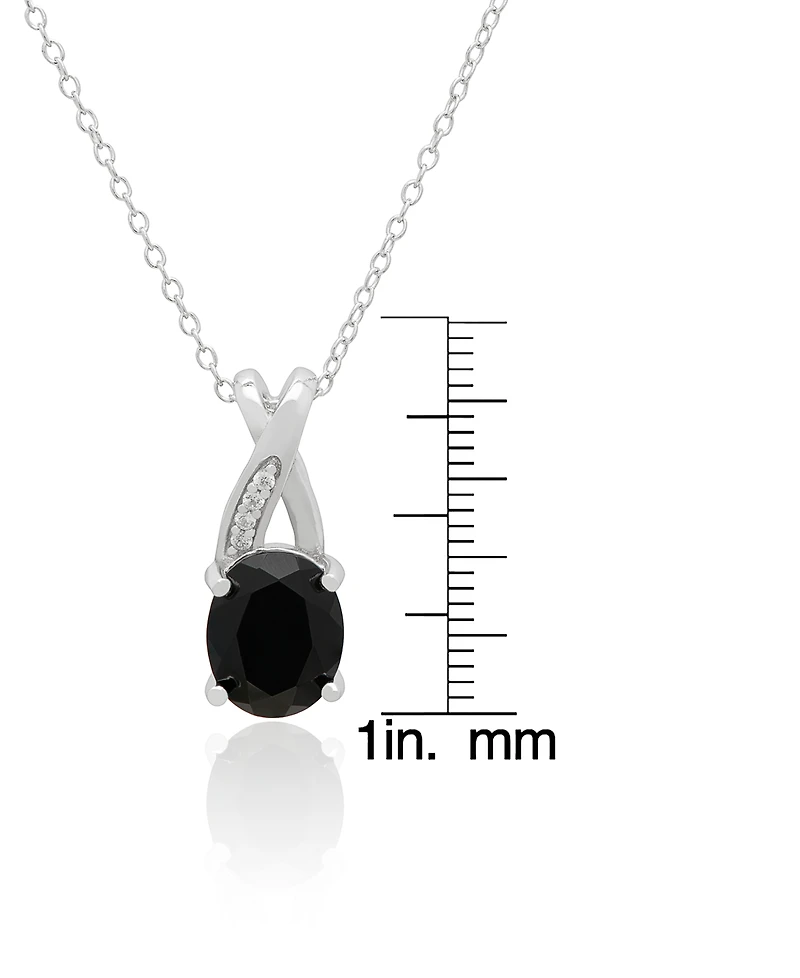 Macy's 2-Pc. Black Onyx & Lab-Grown White Sapphire Necklace & Earrings Set (4.58 ct. t.w.) in Sterling Silver