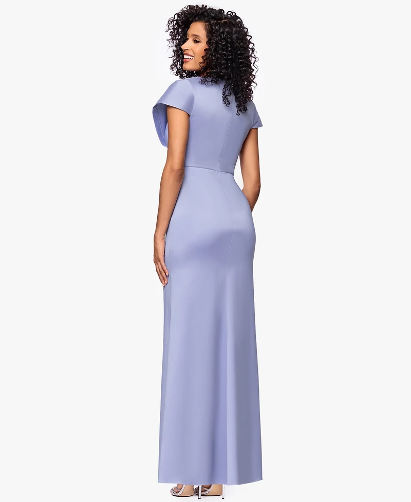 Betsy & Adam Petite V-Neck Long Sheath Dress