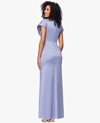 Betsy & Adam Petite V-Neck Long Sheath Dress