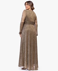 Betsy & Adam Plus V-Neck A-Line Long Dress