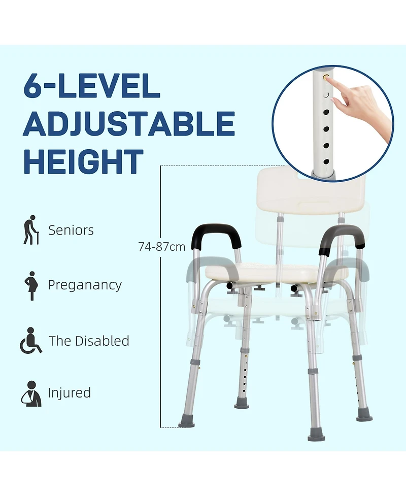 Adjustable Medical Shower Chair Bath Tub Seat Bench Easy Detachable Backrest
