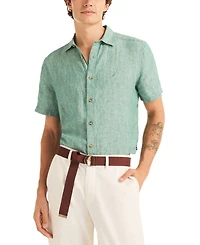 Nautica Men's Classic-Fit Solid Linen Short-Sleeve Shirt