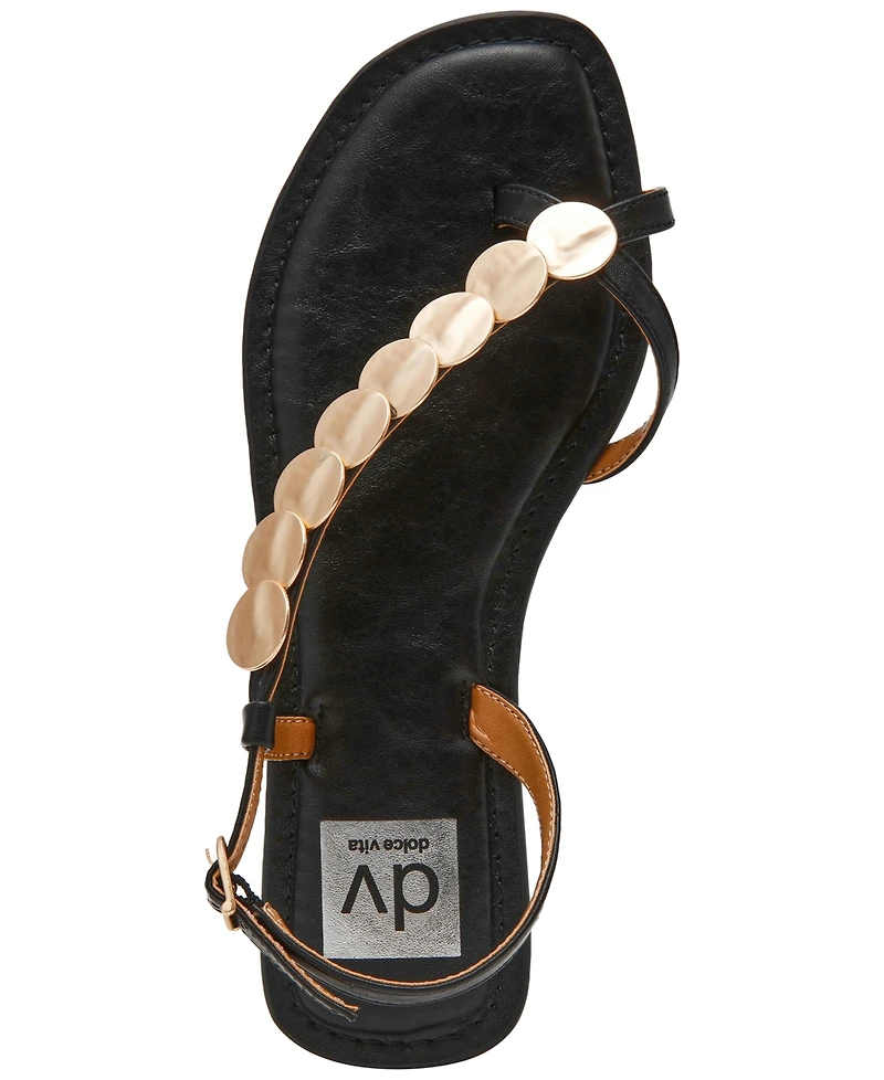 Dv Dolce Vita Women's Jetsy Embellished Jewelry Thong Asymmetrical Flat Sandals