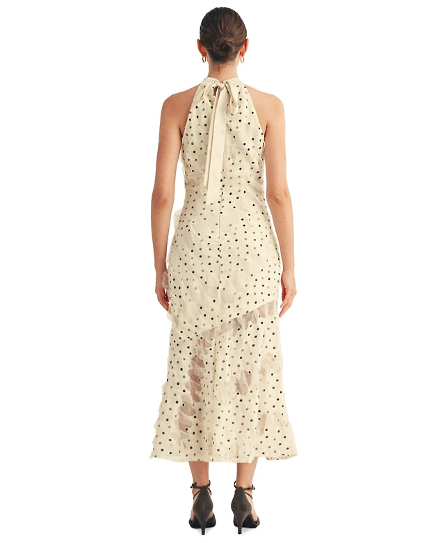 brown white polka dot dress Coastal Sway Halter Mini Dress Chocolate Polka Dot main image 1