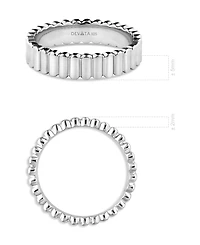 Devata Ribbed Band Ring in Rhodium Plated Sterling Silver