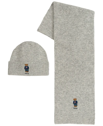 Polo Ralph Lauren Men's Flag Bear Beanie and Scarf, 2-Piece Set