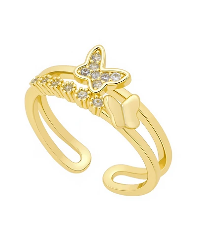 Unwritten Cubic Zirconia 14k Gold Flash Plated Butterfly Ring