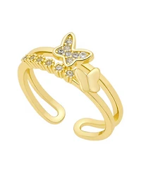 Unwritten Cubic Zirconia 14k Gold Flash Plated Butterfly Ring
