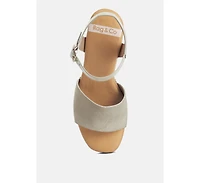 Daniela Suede High Block Sandals Beige