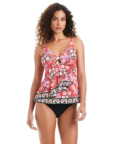 Beyond Control Women's Flame Palmette Over-The-Shoulder Tankini
