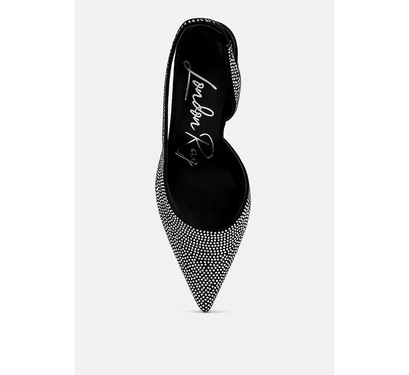 Saranna Rhinestone Embellished Suede Heel Sandals