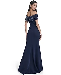 Eliza J Women's Off-The-Shoulder Faux-Pearl-Embellished Evening Gown