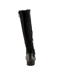 Patrizia Women's Misdreavus Metallic Burnished Tall Boot with Dual Buckles and Extended Calf Fit