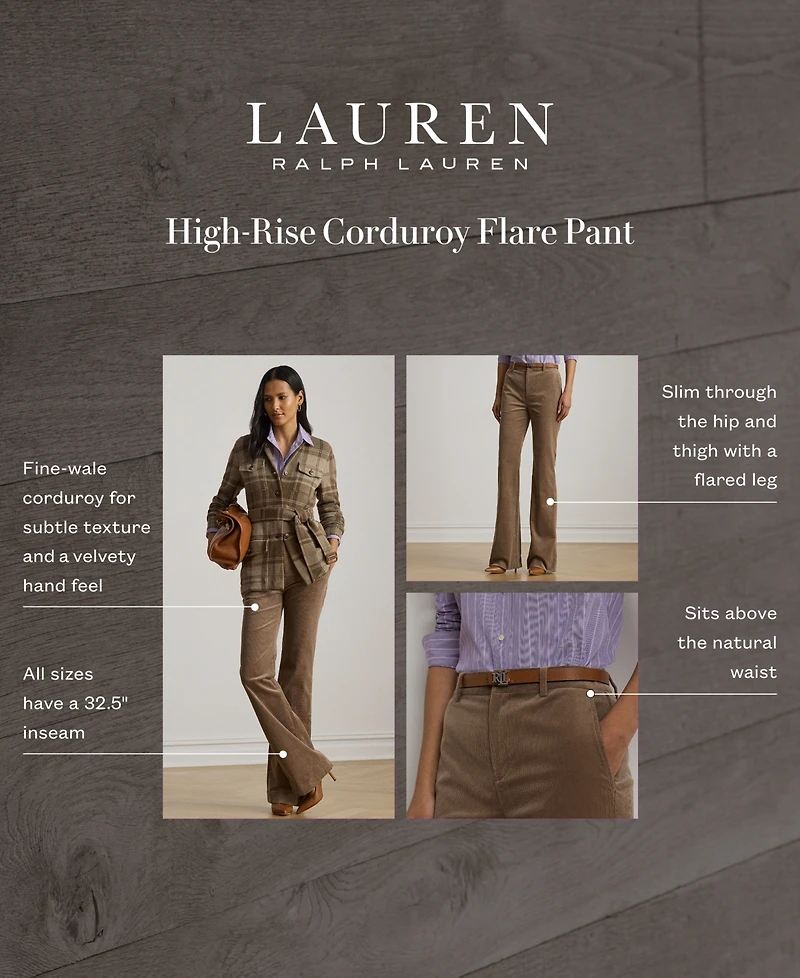 Lauren Ralph Women's High Rise Corduroy Flare Pants