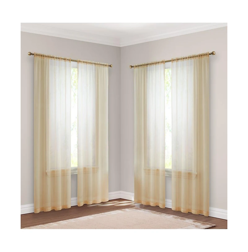 Hlc.me Essentials Sheer Voile Window Treatment Rod Pocket Curtain Panels