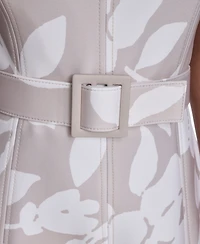 Calvin Klein Women's Scuba Belted V-Neck Midi Dress