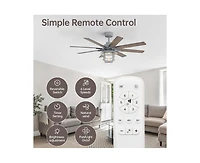 Sofucor 52-inch Grey Farmhouse 8-Blade Indoor Ceiling Fans with Light Kit and Remote Control Dc Motor Bubble Glass Lampshade