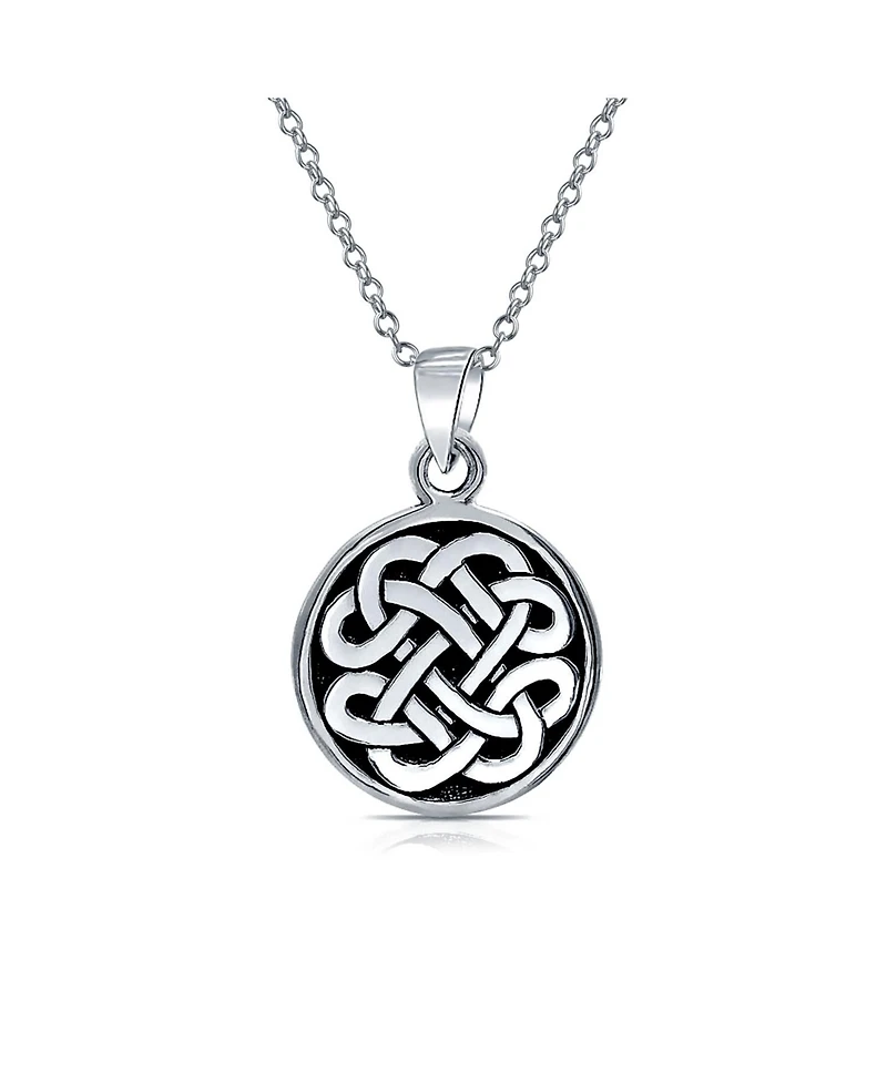 Bling Jewelry Celtic Knot Irish Friendship Pendant Necklace & Trinity Infinity Knot Stud Earrings Set – Oxidized Sterling Silver
