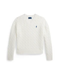 Polo Ralph Lauren Girls' 7-16 Cable-Knit V-Neck Sweater