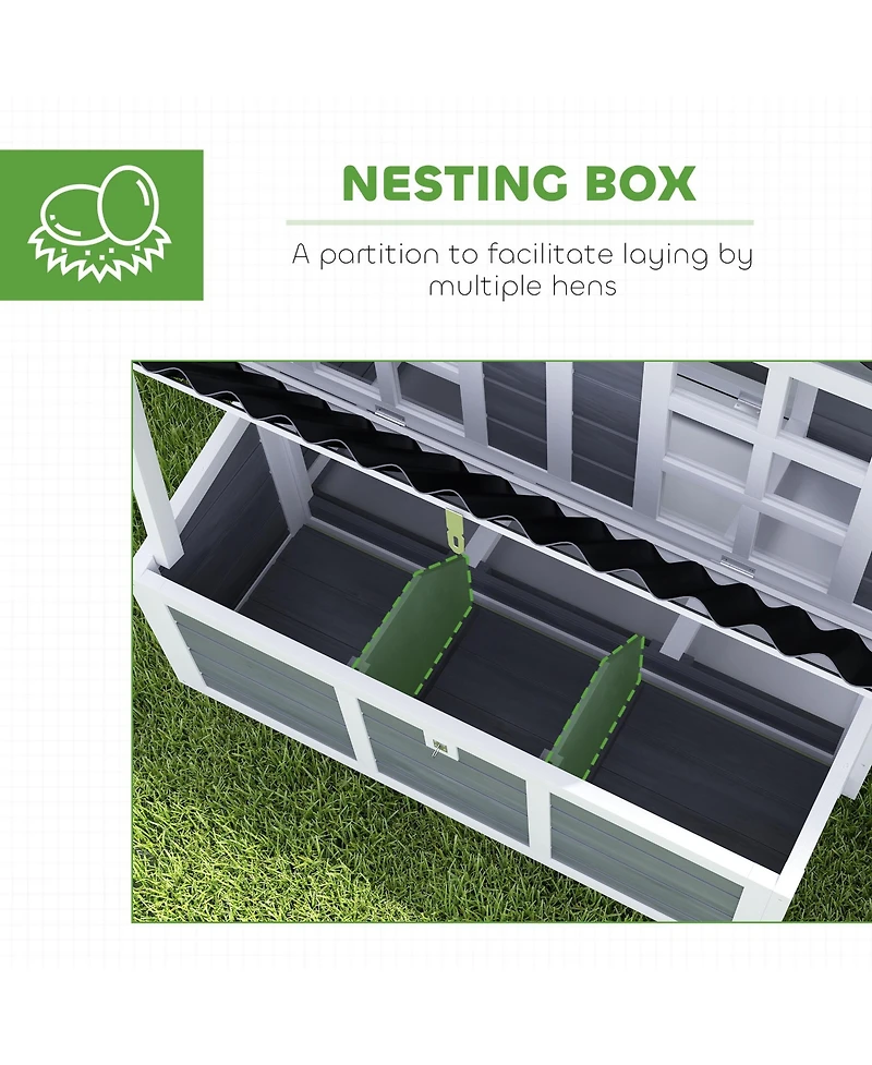 PawHut 39" Wooden Chicken Coop with Nesting Box, Tray, for 4-6 Chickens