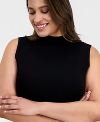 Tahari Asl Plus Mock-Neck Sleeveless Sweater