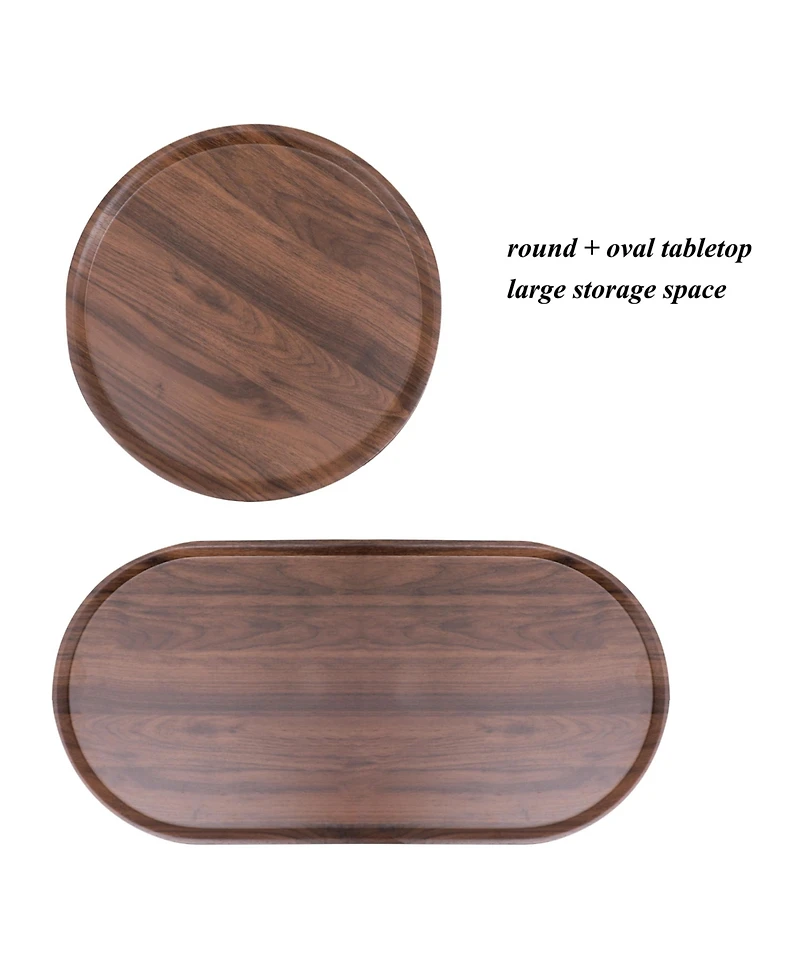 sumyeg Modern 2-Tier Wood Side Table with Storage Shelf in Walnut Brown