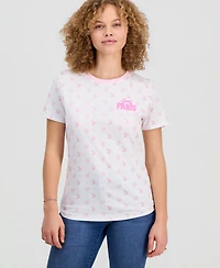 Rebellious One Juniors' Paris Ditsy Floral Graphic Cotton T-Shirt