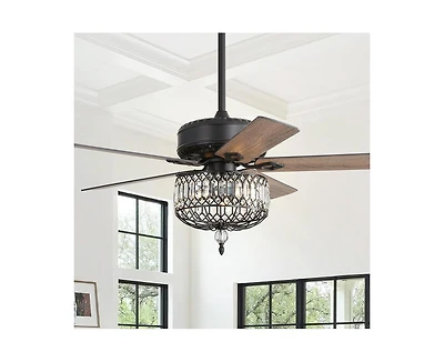 Sofucor 52-inch Modern Country-Style Black 5-Blade Flush Mount with Black Trim,and Equipped with Remote Control and Timer Functions