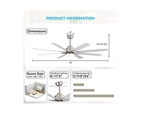 Sofucor 52-inch Modern Exquisite Sand Nickel 8-Blade Ceiling Fans with Adjustable Led Lights and Intelligent Remote Control.