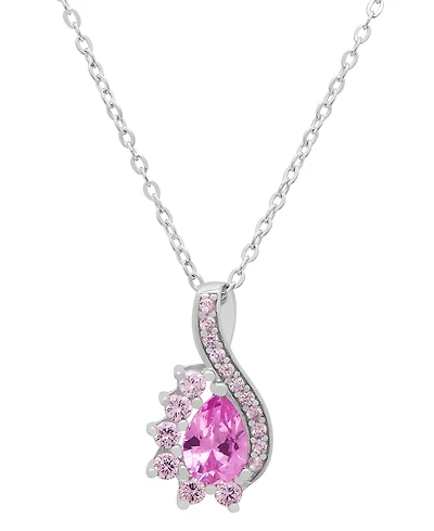 Macy's Lab-Grown Pink Sapphire Infinity Pear (1-1/4 ct. t.w.) Pendant Necklace in Sterling Silver